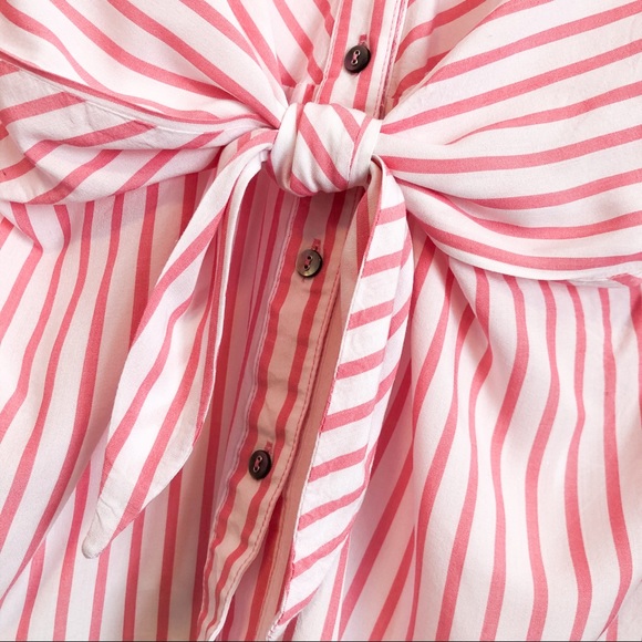 Nic+Zoe pink stripe tie knot button down shirt - Picture 6 of 9